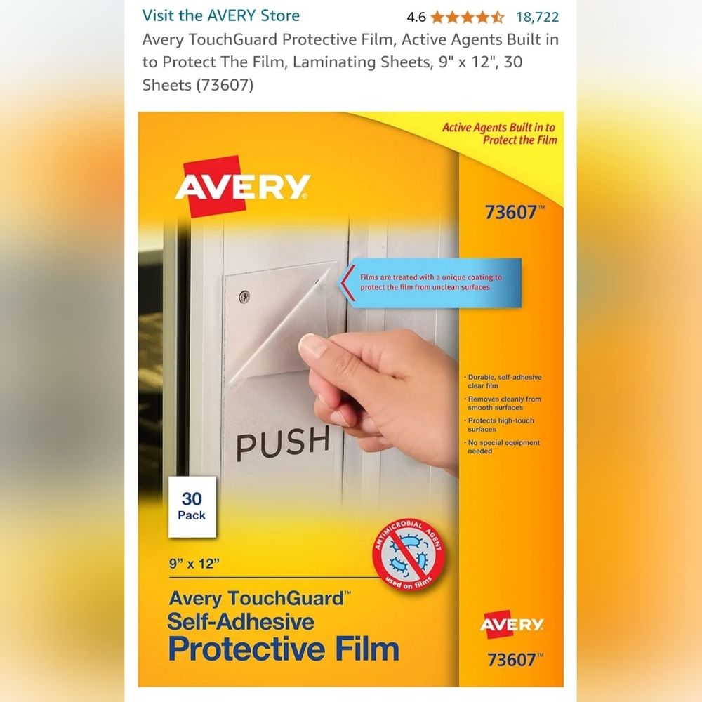 Avery TouchGuard Protective Film 30 pack